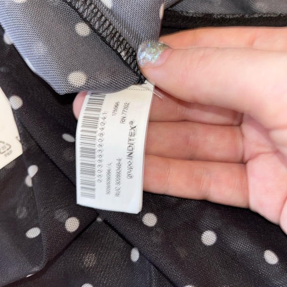 NWT Zara Printed Tulle Bodysuit w/ Polka Dots sze L - Picture 14 of 15